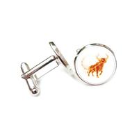 Boutons de manchette, Totem Élégant Représentant Un Troupeau De Bétail En Mouvement, Symbole Du Taureau Et Des Douze Signes Du Zodiaque, Boucle De Manchette Porte-Bonheur Personnalisée, Accessoir