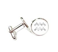 Boutons de manchette, Totem Métallique Ondulé, Topologie D'Étoile Nébuleuse, Signe Du Verseau (Douze Signes Du Zodiaque), Boucle De Manchette Personnalisée, Accessoire De Chemise, Cadeau Pour Com