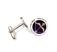 Boutons de manchette, Totem Simple En Forme D'Arc Et De Flèche, Cristal Énergétique, Sagittaire (Douze Signes Du Zodiaque), Boucle De Manchette Personnalisée, Accessoire De Chemise, Cadeau Pour Co