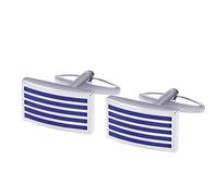 Boutons de manchettes à cinq rayures pour hommes de Salutto avec un coffret cadeau , bleu roi
