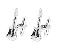 Boutons de manchettes en acier inoxydable en forme de boutons de manchette pour homme, Electric Guitar Enamel Cufflinks, Taille unique