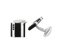 Boutons de Manchettes Homme Acier Inoxydable et Cristaux Noirs Swarovski
