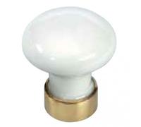 Boutons de meuble en porcelaine blanc - laiton - diamètre 30 mm MÉRIGOUS