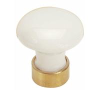 Boutons de meuble en porcelaine blanc-laiton-diamètre 35mm MÉRIGOUS