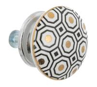 Boutons de meuble x2 ""Arianna"" en céramique & métal D4cm blanc - Atmosphera createur d'interieur