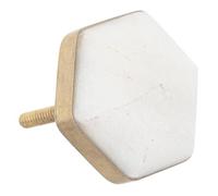 Atmosphera – Lot de 2 boutons de meuble « Le Collectionneur » 4 cm marbre & laiton Blanc