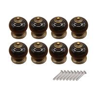 Boutons de meubles, Lommer 8 pcs en céramique en forme de citrouille meubles Bouton rond Poignée de mode Porcelaine enfants Bouton pour tiroir/armoire/armoire/placard, Céramique, noir, 3.4*3.4*3.8cm