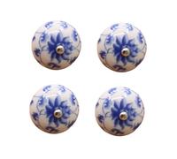 Boutons De Placard En Céramique Lot De 4 Poignées En Céramique Peintes À La Main En Porcelaine Bleue Et Blanche Pour Tiroir Armoire Commode Porte Arbre De Fortune Fugui