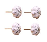 Boutons De Porte Céramique Lot De 4 Poignées Peintes À La Main En Porcelaine Bleue Et Blanche Pour Tiroir Armoire Armoire Commode Porte Arbre Porte-Bonheur Homme Et Fleur