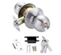 Boutons de porte en acier inoxydable, 70 mm, serrure de porte intérieure ronde avec clé pour maison, chambre à coucher, salle de bain