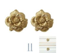 Boutons De Portes Pour Placards 2Pièces Laiton Doré Poirier Fleur Poignée Armoire Porte Armoire Tiroir Cuivre Poignée