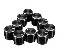 Boutons de potentiomètre, 10 pièces, embout moleté, bouton de commande d'arbre, fonction d'interrupteur, 6 mm, diamètre 15mm x 17 mm, en aluminium, couleur noire
