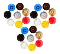 Boutons de Potentiomètre de Guitare Électrique Basse, Lot 24 | Noir, Blanc, Or, Argenté, Café, Rouge, Bleu, Jaune Fluorescent, Style Droit