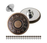 Boutons de rechange pour pantalons à visser, 20 paquets, Ø 14 mm Boutons en laiton pour jeans, couleur bronze, Boutons à visser pour jeans, élargir ou resserrer la taille du pantalon