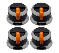 Boutons de rechange pour poêles et grils, lot de 4 de 58 mm de diamètre, avec construction en plastique robuste et prise en main conviviale (gris + orange)