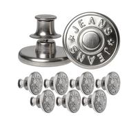 Boutons de rechange réglables pour pantalons, 8 paquets, sans nickel, pour personnes allergiques, Ø 17 mm Boutons en laiton pour jeans, couleur argent, Ceinture de pantalon réglable à tout moment