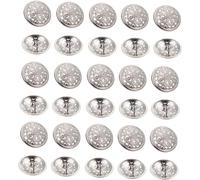 Boutons de remplacement en résine ronde 10 pièces bouton de manteau de costume décor rétro boutons en métal garniture dorée bouton rond boutons de pull ensemble de boutons en métal noir(Silver,2.8X2.8