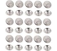 Boutons de remplacement en résine ronde 10 pièces bouton de manteau de costume décor rétro boutons en métal garniture dorée bouton rond boutons de pull ensemble de boutons en métal noir(Silver,2X2cm)