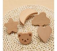 Boutons De Tirage En Bois Magnifiques Avec Coeur, Lune, Étoiles Et Nuages Pour Tiroirs Et Meubles De Chambre D'enfants des nuages,Cœur,lune,Étoile,Ours,Ensemble1,Ensemble2,Yunduo-4 pièces,Étoile-4Pcs,
