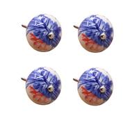 Boutons De Tiroir En Céramique Lot De 4 Poignées En Céramique Peintes À La Main En Porcelaine Bleue Et Blanche Pour Tiroir Armoire Commode Porte Arbre Porte-Bonheur Banane