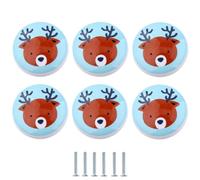 Boutons De Tiroir En Céramique Lot De 6 Poignées En Céramique En Forme D'Animaux Pour Tiroirs Bibliothèques Armoires Portes Cerfs Et Ours