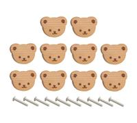boutons de tiroir - Tiroirs en bois poignées avec vis | Ours en bois de 6 x 5 x 3 cm, design de dessin animé de bouton en animal multifonction de 10 pièces pour portes de vestiaire,