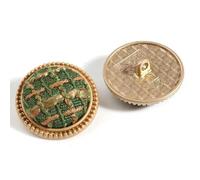 Boutons d'ornement, Lot de 5 boutons 25 mm recouverts tissu à carreaux tweed, tige ronde, for loisirs créatifs et couture(5)