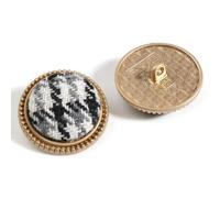 Boutons d'ornement, Lot de 5 boutons 25 mm recouverts tissu à carreaux tweed, tige ronde, for loisirs créatifs et couture(8)
