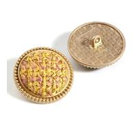 Boutons d'ornement, Lot de 5 boutons 25 mm recouverts tissu à carreaux tweed, tige ronde, for loisirs créatifs et couture(16)