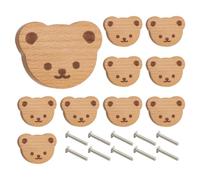 Boutons en bois avec motif ours - Boutons de tiroir mignons, boutons de commode mignons | Boutons en bois avec motif de dessin animé pour commodes d'enfants, 10 boutons de commode multifonctionnels