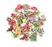 Boutons en bois de Noël, 100 boutons artisanaux mixtes avec 2 trous, arbre de Noël, renne, bouton en bois du père Noël pour la fabrication de bricolage