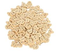 Boutons en bois en forme de tête d'ours naturel, 2 trous, boutons de couture pour bricolage, vêtements pour enfants, 250 pièces
