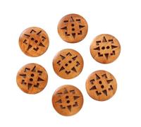 Boutons en bois forme de chrysanthème, 18mm, 30 pièces, joli motif rond marron foncé for vêtements, accessoires vêtement DIY Pour La Couture(Color 3)