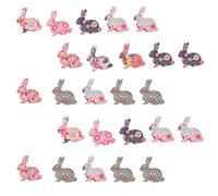 Boutons en Bois Lapin de Pâques à Deux Trous, Lot Mixte | Sachet, 3,2x3,1cm, Surface Lisse et Bords Arrondis pour Créations Couleur Aléatoire