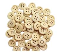 Boutons en bois naturel à 4 trous, for décoration de vêtements, accessoires couture, 50 pièces Pour La Couture(Beige,15mm)
