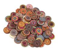 Boutons En Bois Rond Vintage - QIILU - Motifs Mixtes - Couture Artisanale Décorative