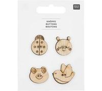 Boutons en Bois Tête d'Animaux X4 de : Une Touche de Charme Naturel pour vos Créations Bébé(...) - Blanc