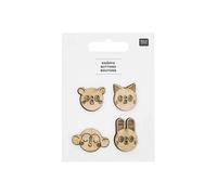 Boutons en Bois Tête d'Animaux X4 de : Une Touche de Charme Naturel pour vos Créations Bébé(...) - Blanc