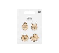 Boutons en Bois Tête d'Animaux X4 de : Une Touche de Charme Naturel pour vos Créations Bébé(...) - Blanc