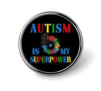 Boutons en jean « L’autisme est mon superpouvoir » ; Broche enfant autiste ; Broche drapeau de l’autisme ; Boutons personnalisés pour parents d’enfants autistes ; Broches artistiques pour adultes auti