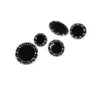 Boutons en métal de mode 6 pièces processus huilage boutons blancs noirs for vêtements chemise simples accessoires veste(Silver Black,25 mm)