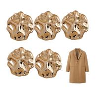 Boutons en or de 5pcs, beau ton doré Boutons de forme irrégulière pour vêtements, accessoires couture pour uniformes/robes/costumes/blazer
