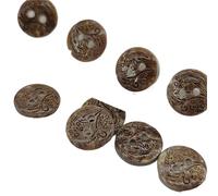 Boutons En Résine Boutons de vêtements en résine sculptée à fleurs Vintage, 11.5MM, 2 trous, la mode, bleu marron, petit bouton rond, bricolage(Brown)