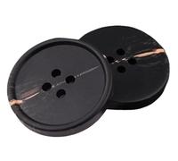 Boutons en résine mate avec quatre trous en noir et blanc, Noir, 30mm-10 pièces