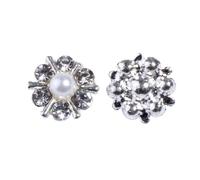 Boutons En Strass Lot de 10 boutons tendance en alliage plaqué or et argent de 12 mm for l'artisanat, bouton strass argenté transparent for vêtements(Silver)