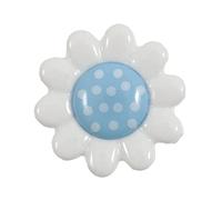 Boutons Fantaisie Fleur Marguerite 14mm à Pois Couleur aux Choix Lot de 6 (Bleu)