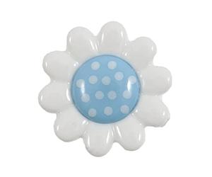 Boutons Fantaisie Fleur Marguerite 14mm à Pois Couleur aux Choix Lot de 6 (Bleu)