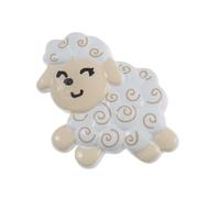 Boutons Fantaisie Mouton Noir ou Blanc 22MM avec Attache Dos - Lot de 6 - Blanc