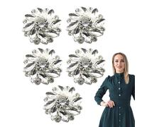 Boutons fantaisie pour vêtements, boutons en strass pour vêtements - Couvertures de boutons fantaisie - 5 clips de boutons floraux - Pas de boutons à coudre - Boutons décoratifs pour chemise de