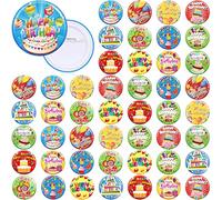 Boutons « Happy Birthday » de 5,5 cm pour anniversaire - Épinglettes colorées pour fête d'anniversaire pour adultes, fournitures de fête d'anniversaire, 12 styles, Métal et plastique, film polyester